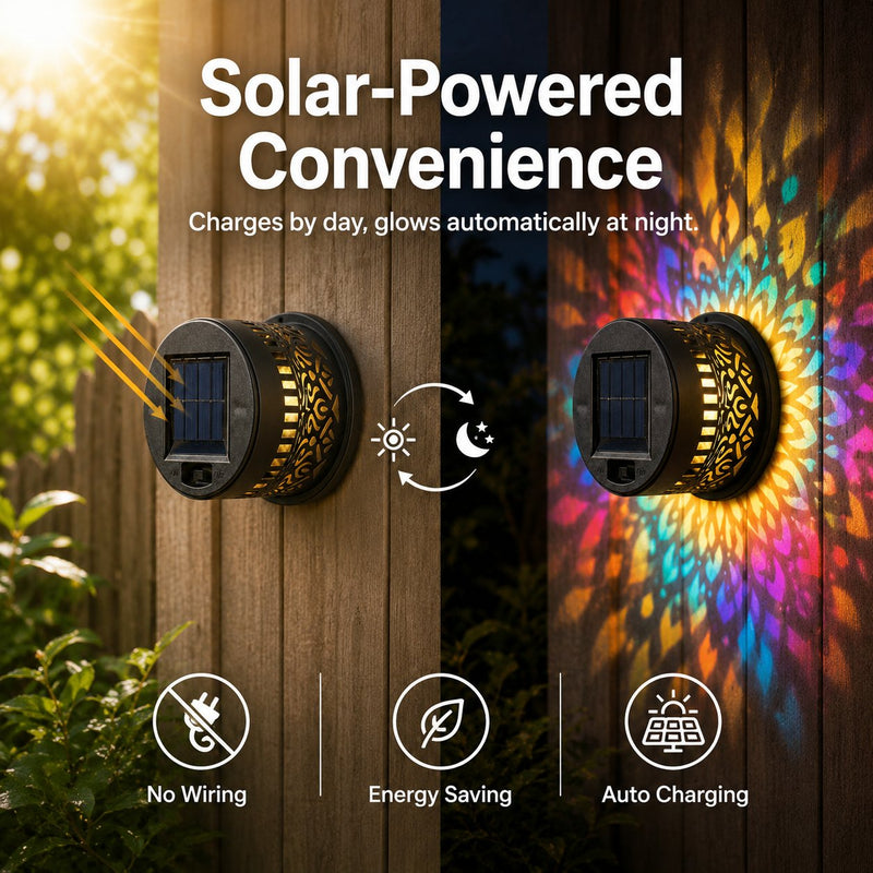 🎖️Solar Mandala Light – Stunning Pattern Projection, 2-in-1 Floor & Wall Design & IP65 Waterproof Auto On/Off 🌿 detail view