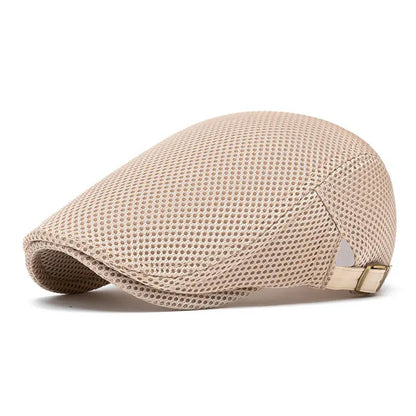 Men's Breathable Mesh Flat Cap – Adjustable Newsboy Ivy Beret Summer Hat