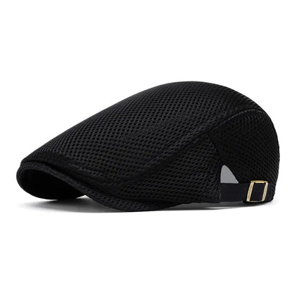 Men's Breathable Mesh Flat Cap – Adjustable Newsboy Ivy Beret Summer Hat