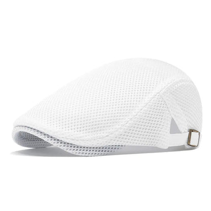 Men's Breathable Mesh Flat Cap – Adjustable Newsboy Ivy Beret Summer Hat