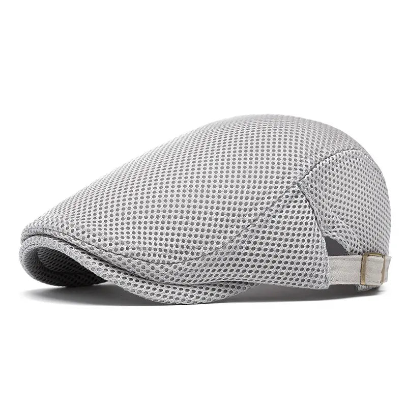 Men's Breathable Mesh Flat Cap – Adjustable Newsboy Ivy Beret Summer Hat