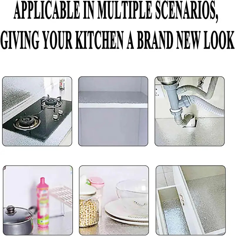 Stainless Steel Kitchen Oil-Proof Adhesive Wallpaper Roll