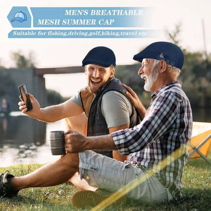 Men's Breathable Mesh Flat Cap – Adjustable Newsboy Ivy Beret Summer Hat