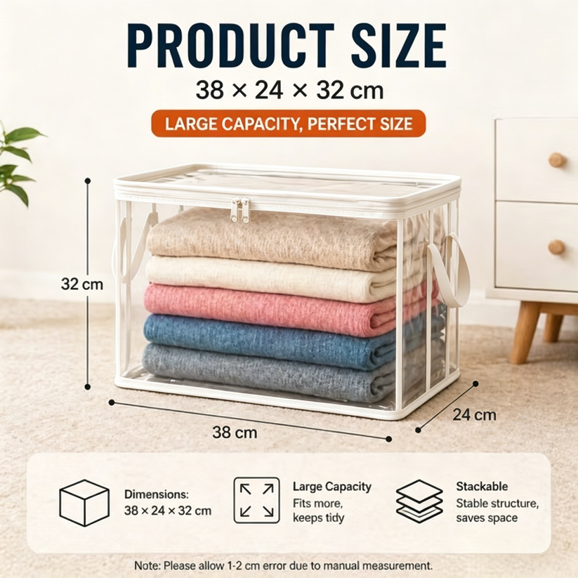 🔥Last Day 49.5% OFF📦Portable Large Heavy-Duty Thick Plastic Clear Storage Box with Hinged Lid