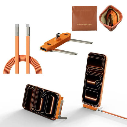 240W Super Fast Charging 360° Rotating Invisible Stand Detachable Two-in-One Charging Cable, Zinc Alloy Silicone Type-C Cable compatible with Apple and Samsung, essential for gaming, office, and car use | Bestselling cutting-edge technology.