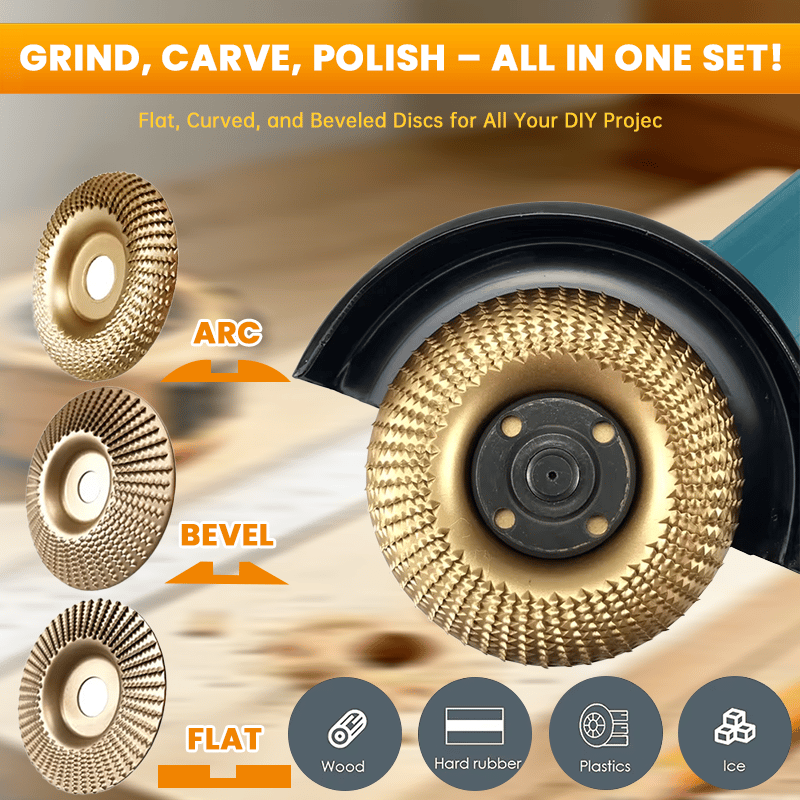 Wood Carving Disc Set for Angle Grinder 3Pcs