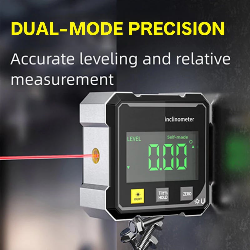 🧲📐 4-Side Magnetic Digital Angle Gauge with Laser