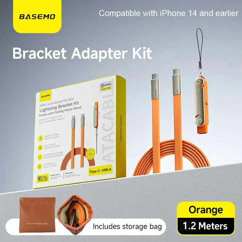 240W Super Fast Charging 360° Rotating Invisible Stand Detachable Two-in-One Charging Cable, Zinc Alloy Silicone Type-C Cable compatible with Apple and Samsung, essential for gaming, office, and car use | Bestselling cutting-edge technology.
