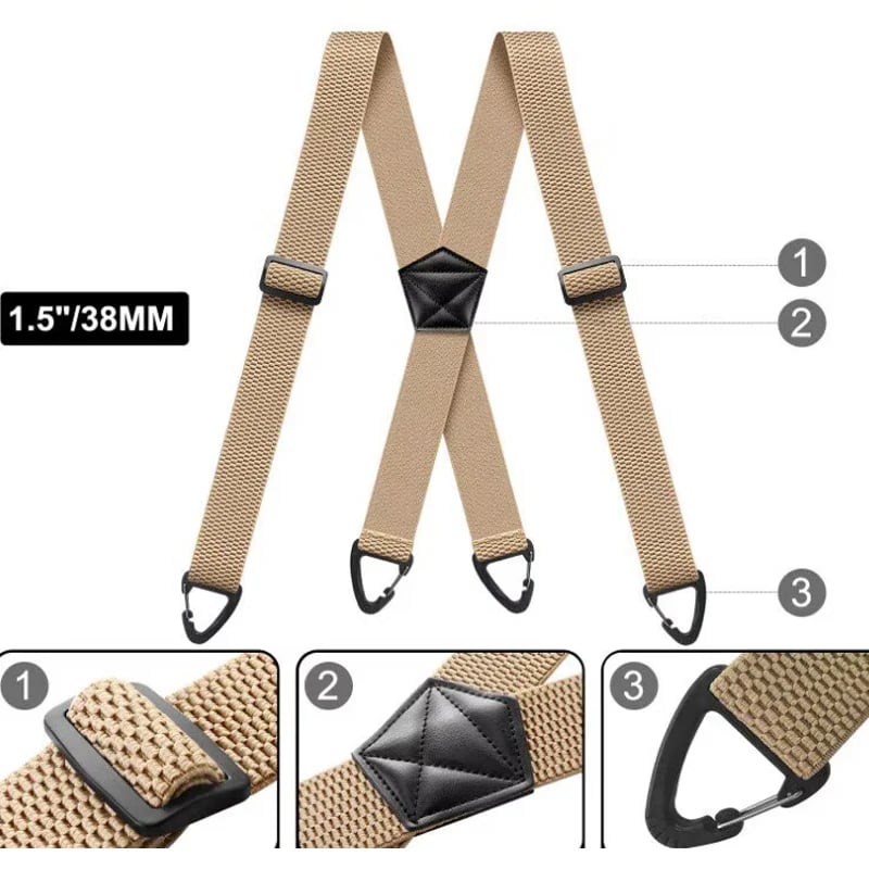 ⏰Men's X-Back Suspenders with Hook Clips detail view