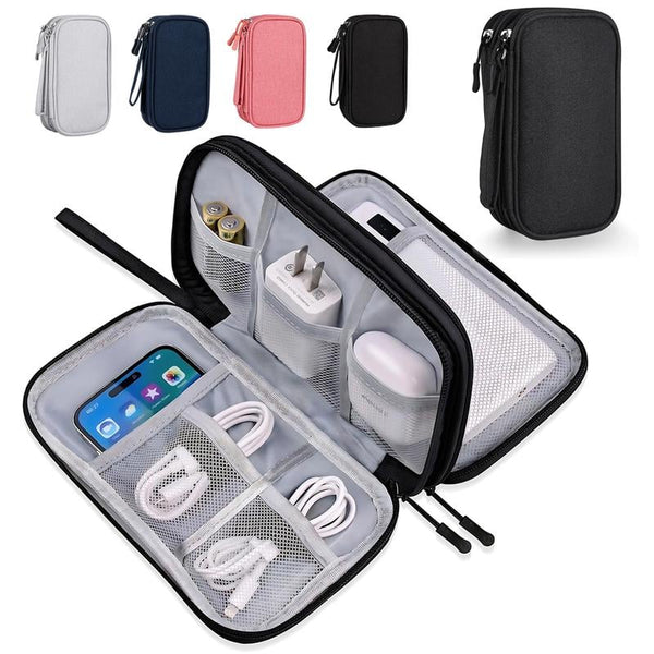 🔥50% OFF Today Only – Cable Organizer Bag, Double Layer Travel Pouch for Chargers, Cords & Tech Accessories