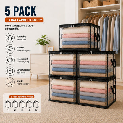 🔥Last Day 49.5% OFF📦Portable Large Heavy-Duty Thick Plastic Clear Storage Box with Hinged Lid