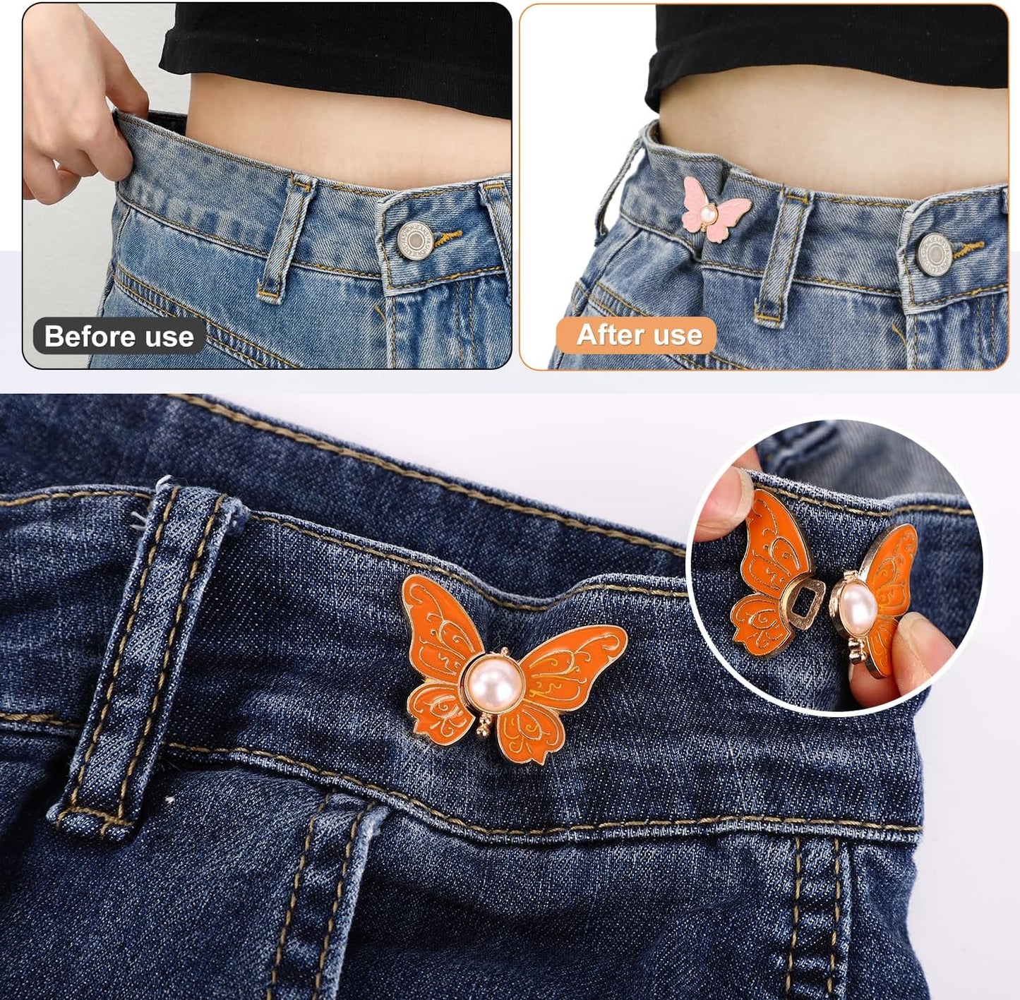 🦋8Pcs Butterfly Pants Waist Tightener