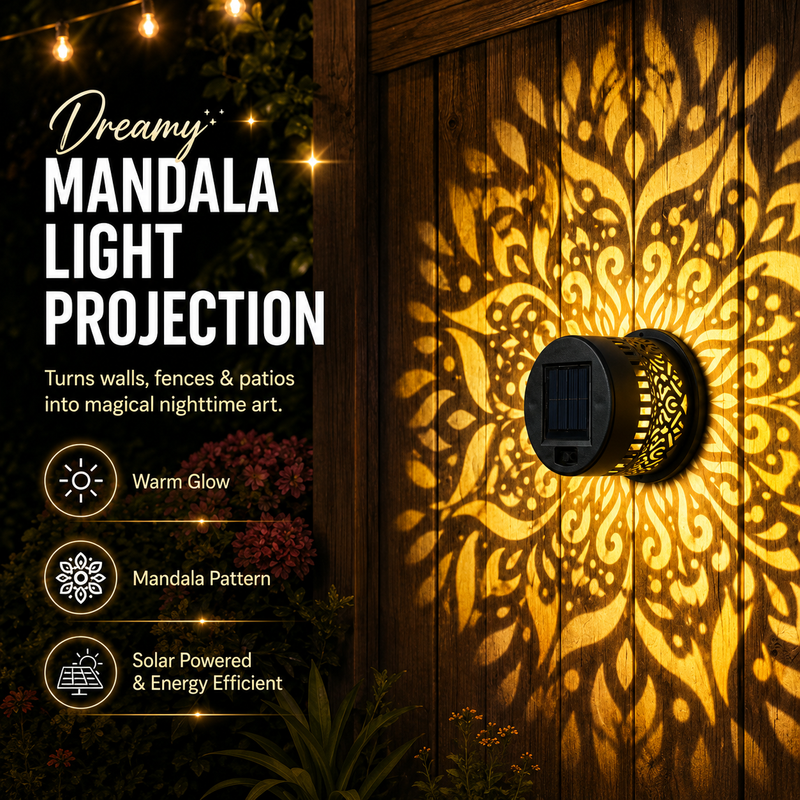 65K+ Sold! 🪐 Mandala Solar Projection Light | Garden Fence Wall Lamp 🌌 detail view