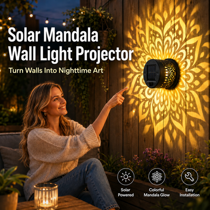65K+ Sold! 🪐 Mandala Solar Projection Light | Garden Fence Wall Lamp 🌌