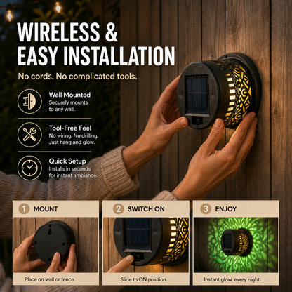 65K+ Sold! 🪐 Mandala Solar Projection Light | Garden Fence Wall Lamp 🌌