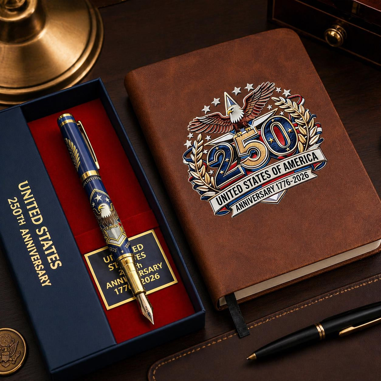 Father's Day gift🎁USA 250th Anniversary Notebook & Pen Set, 1776-2026 Patriotic Gift