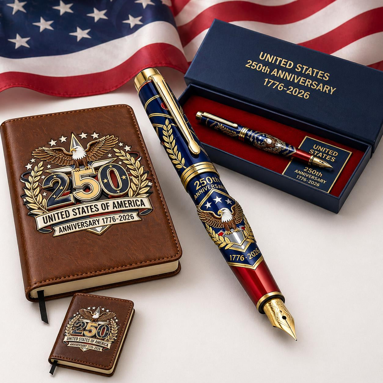 Father's Day gift🎁USA 250th Anniversary Notebook & Pen Set, 1776-2026 Patriotic Gift