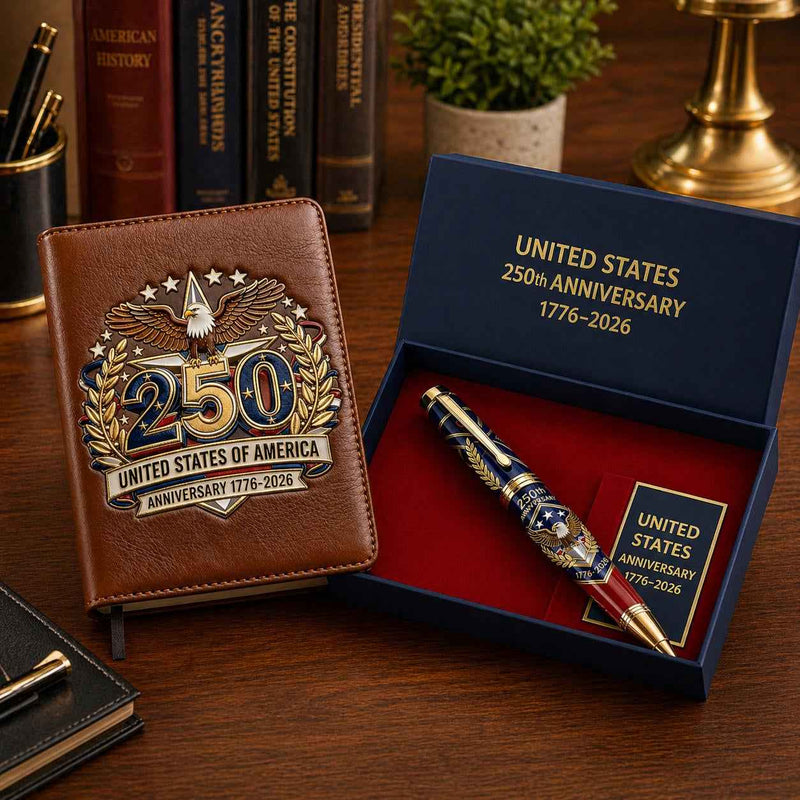 Father's Day gift🎁USA 250th Anniversary Notebook & Pen Set, 1776-2026 Patriotic Gift detail view