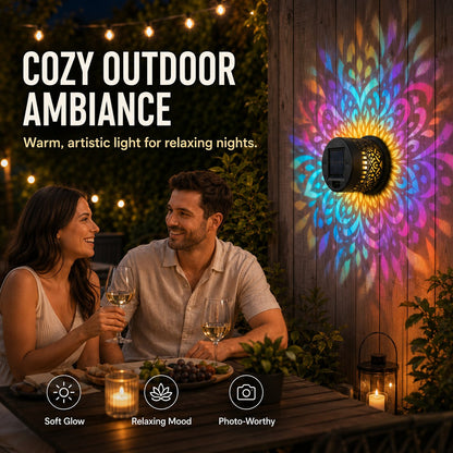 🎖️Solar Mandala Light – Stunning Pattern Projection, 2-in-1 Floor & Wall Design & IP65 Waterproof Auto On/Off 🌿