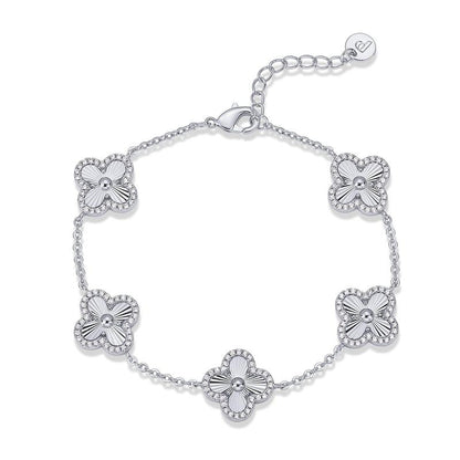 ✨14K Gold Plated Clover Bracelet – Lucky Four-Leaf Charm Station Jewelry