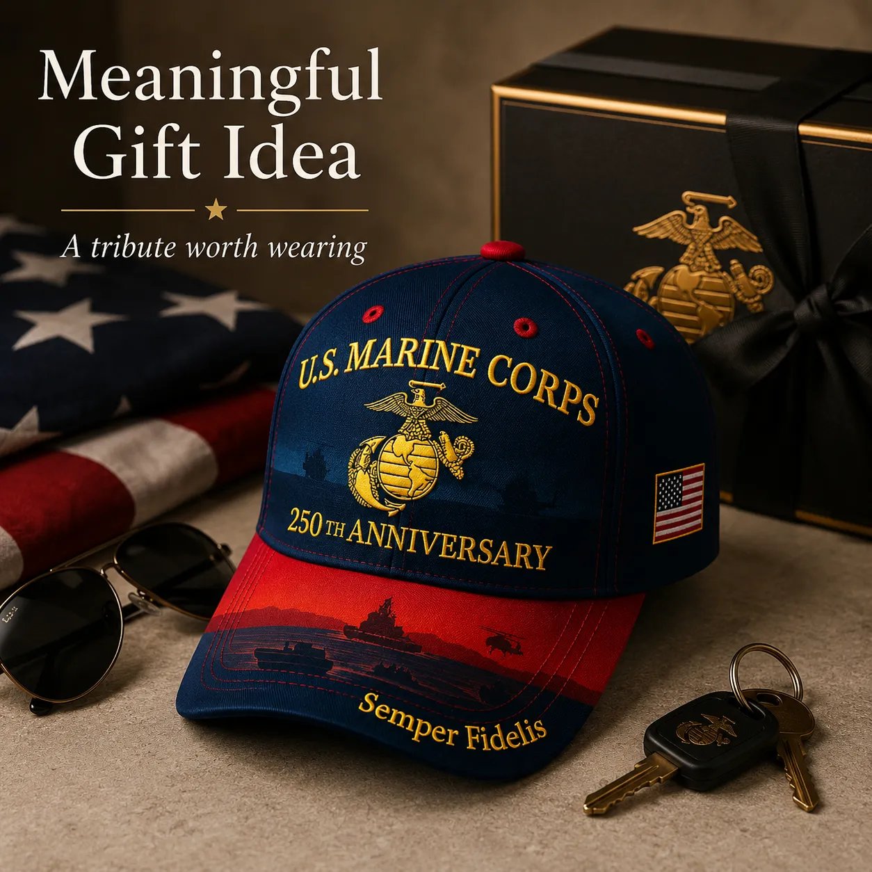 U.S. Marine Corps 250th Anniversary Commemorative Embroidered Cap 🇺🇸