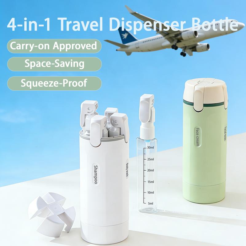 🔥4-in-1 Travel Dispenser Bottle⚡Leak-Proof Refillable Toiletry Organizer