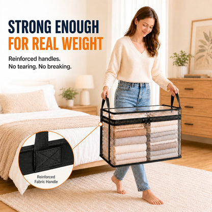🔥Last Day 49.5% OFF📦Portable Large Heavy-Duty Thick Plastic Clear Storage Box with Hinged Lid