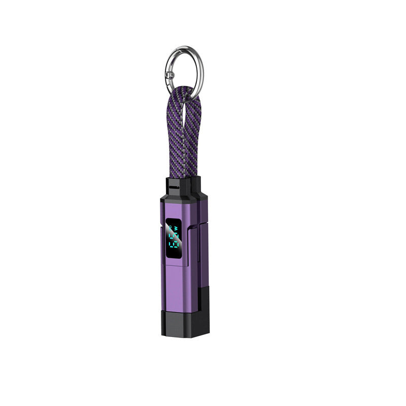 🔌 4-in-1 Charging Cable with Digital Display & Keychain – Fast-Charging, Kink-Resistant & Compact